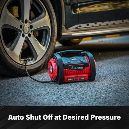 AVID POWER Tire Inflator Portable Air Compressor, 12V DC 110V AC Car Tire Pump, Air Mattress Pump with Inflation and Deflation Modes, Dual Powerful Motors, Digital Pressure Gauge