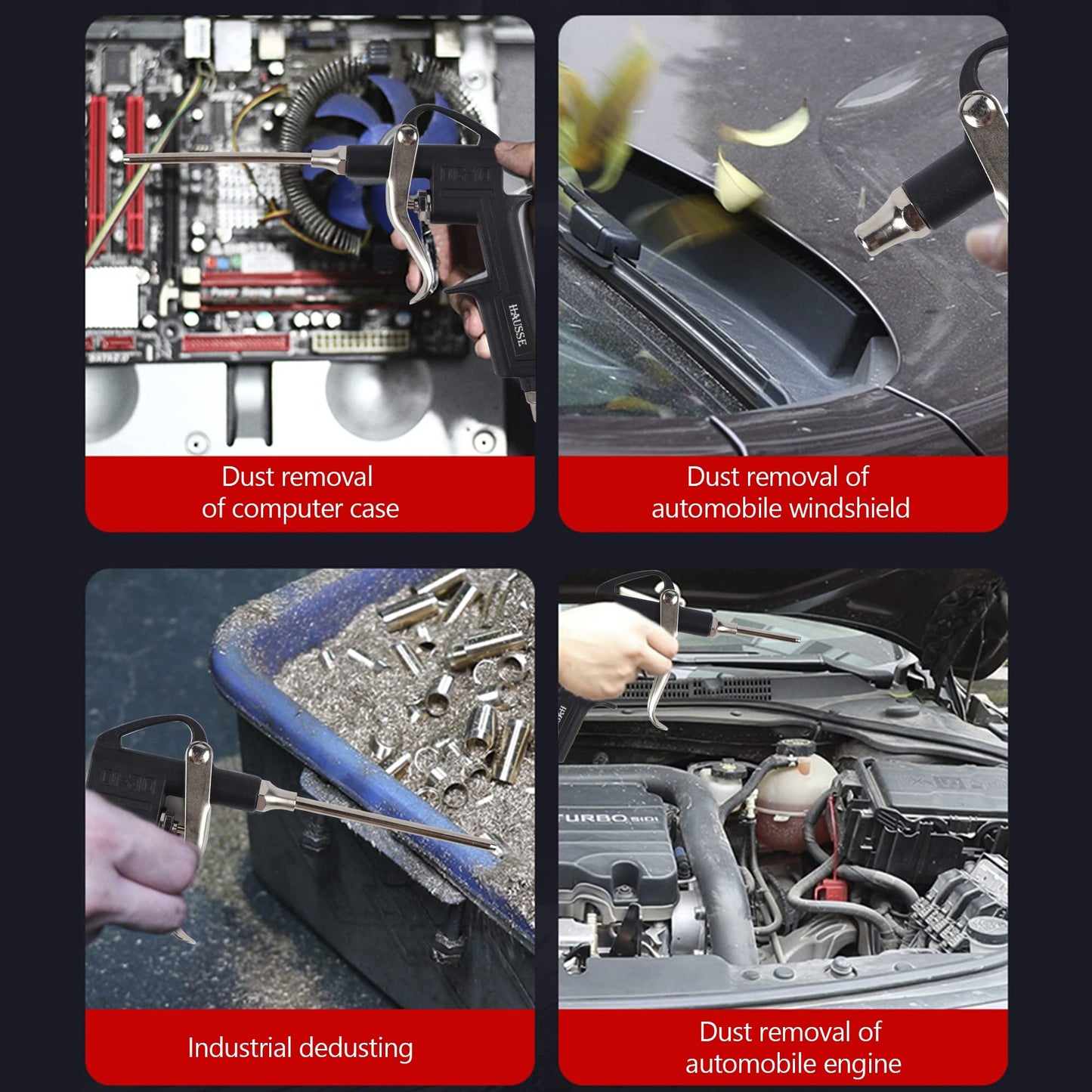 Hausse Heavy Duty Air Compressor Accessory Kit, Air Blow Gun and Air Hose Fittings, 1/4" NPT Air Tool Kit with 100 PSI Tire Inflator Gauge