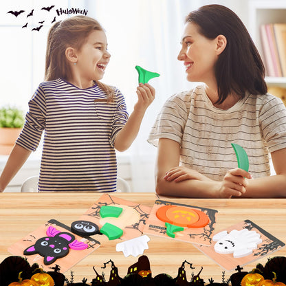 4 Pack Halloween Wooden Puzzles for Kids Toddlers Jigsaw Puzzles Halloween Toys for Halloween Party Favors Treat Bag Prizes