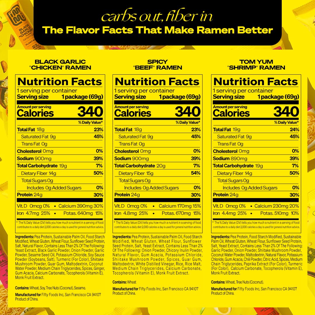 immi Ramen Variety Pack – Bold Flavors, Better Noodles – High Protein, Low Carb, Plant Based – Spicy Beef, Black Garlic Chicken, Tom Yum Shrimp – Keto & Plant-Based Comfort Food