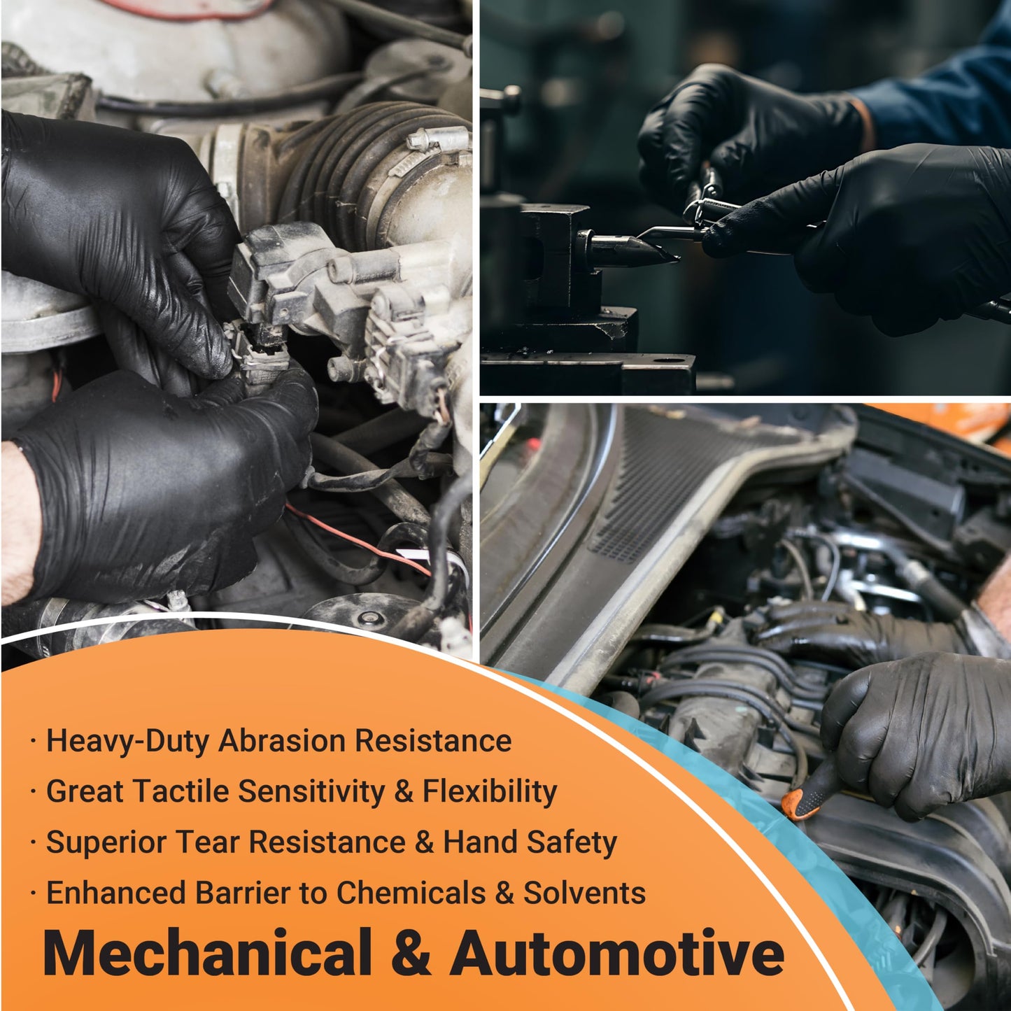 ASAP Thick Black Nitrile Gloves Disposable Latex Free - 6 Mil, Powder Free, Food Safe, Kitchen & Mechanic Gloves - Durable Rubber Cleaning Supplies (Small, 100 Count)