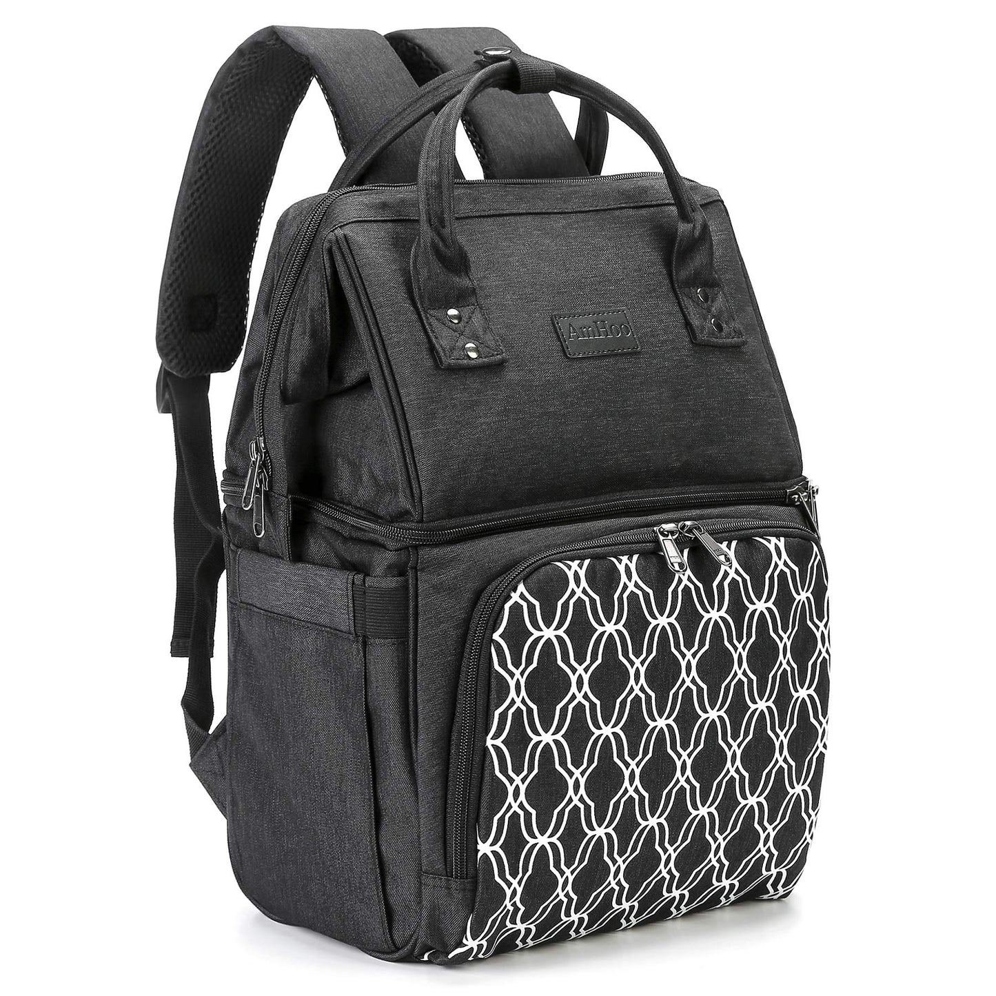 AmHoo Insulated Lunch Box Cooler Backpack Waterproof Leak-proof Lunch Bag Tote For Men Women Hiking Beach Picnic Trip with Strongest YKK Zipper Black