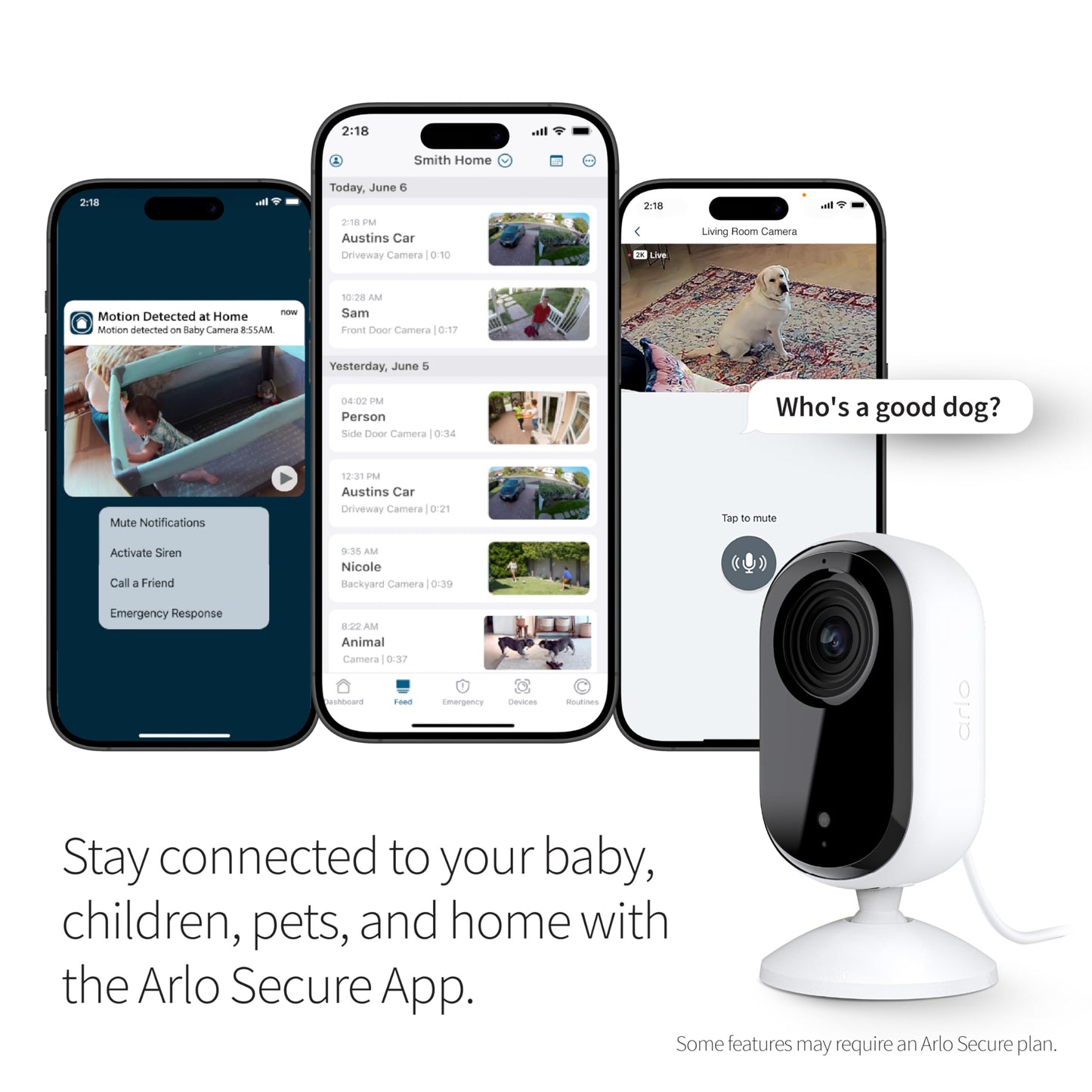 Arlo Essential Security Camera 2K | Indoor Only| 2nd Gen | Baby Monitor & Pet Camera | Wired Automated Privacy Shield, 2-Way Audio, Night Vision, Live Stream, Motion Alerts & Notifications White,1 Cam
