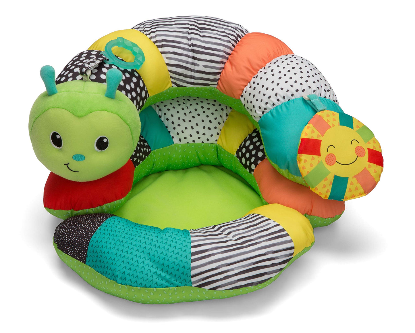 Infantino Prop-A-Pillar Tummy Time & Seated Support, Baby Floor Seat for Tummy Time & Early Sitting, Soft, Supportive, Engaging Toys, Caterpillar