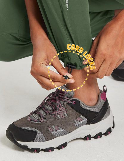 baleaf Women's Hiking Pants Quick Dry Water Resistant Lightweight Joggers Pant for All Seasons Elastic Waist Army Green Size XS