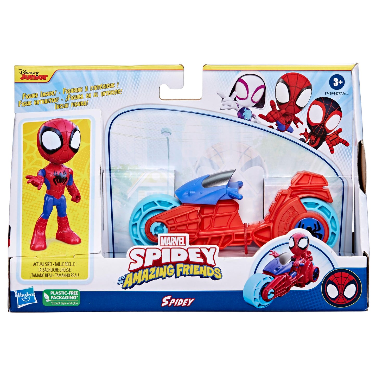 Hasbro Marvel Spidey and His Amazing Friends, Spidey Action Figure with Toy Motorcycle, Preschool Toys for 3 Year Old Boys and Girls and Up