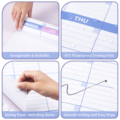 BooQool Large Dry Erase Calendar for Wall - Undated 3 Month Calendar, 27.7'' x 40'', Erasable & Reusable Laminated White Board with 8 Round Stickers, Vertical Layout Home, Office and School