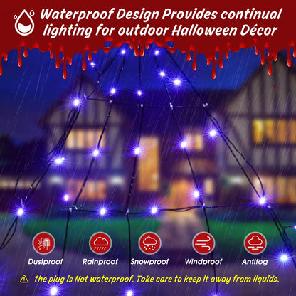 BlcTec Halloween Giant Spider Web Lights, 19.7ft x 14.7ft Lighted Black Spider Web with 250 LED, Sturdy Wire Halloween Web Lights with Waterproof, 8 Modes, Timer for Yard Haunted House Décor (Purple)