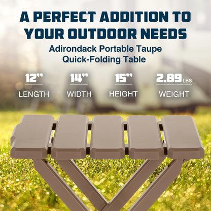 Camco 21045 Small Quick-Folding Adirondack Table, Plastic, Taupe