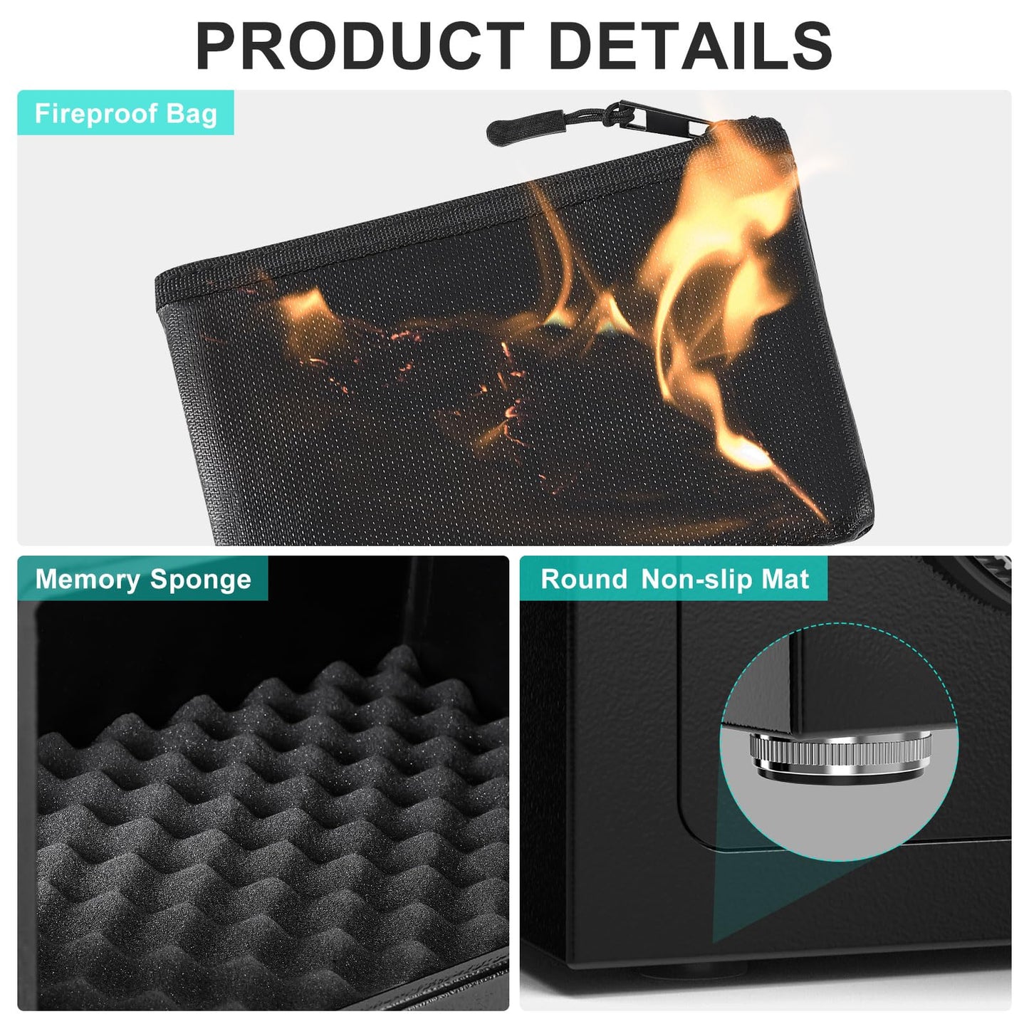 BONANO 0.5 Cub Small Safe Box, Biometric Safe with Backlit Touch Screen Keyapd and Dual Alarm System, Small safes for Home Use Fire and Water Proof Money Valuables Jewelry and Documents