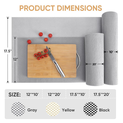 BALEINE Cabinet Liner, Drawer and Shelf Liner for Kitchen Cabinets Non-Adhesive, Non-Slip Protect Desks, Cupboard, Drawers, Shelves, Tableware (12 in x 20 Ft, Gray)