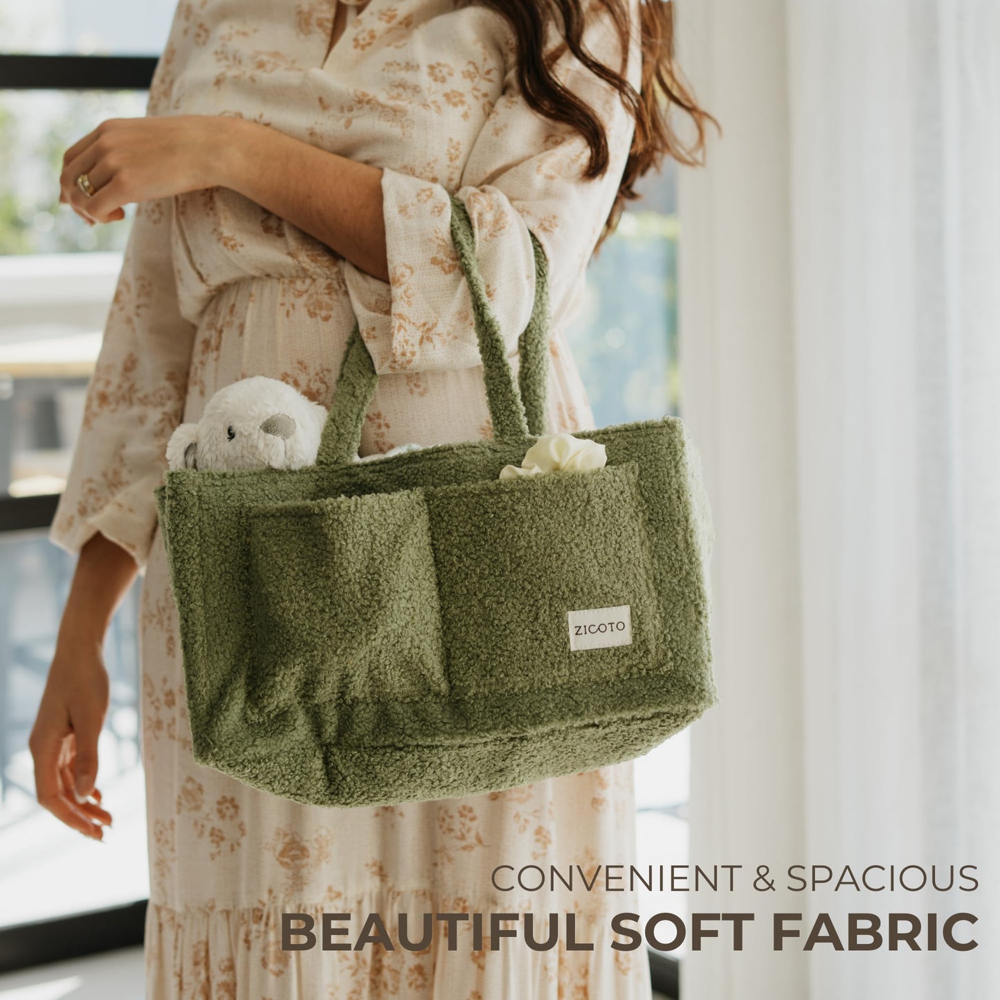 Beautiful Diaper Caddy Organizer - Versatile Storage Basket Easily Holds Diapers, Wipes and Other Baby Necessities - Perfect for Baby Showers, Functional Car Storage & Great Gift for Expecting Mothers