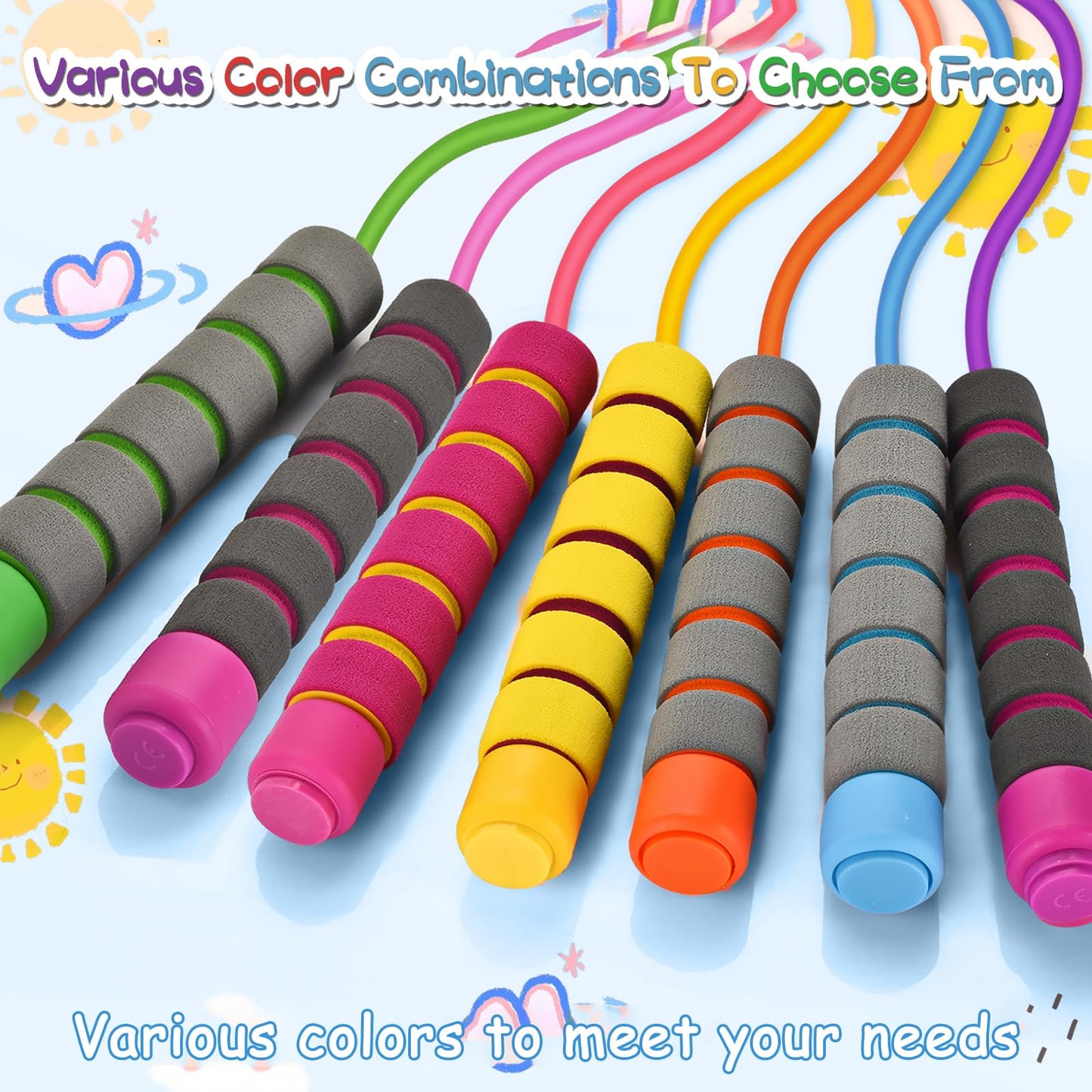 Adjustable Soft Skipping Rope - Toddler Jump Rope With Skin-Friendly Foam Handles For Kids, Boys, Girls, Women, Men - Exercise Activity, Outdoor Fitness