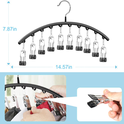 Hat Hangers for Closet, Metal 2 Pack Hat Organizer Holder for Hanger Closet Display, Hat Racks for Baseball Caps w/10 Clips, Hat Holder for Ball Caps & Accessories, for Men Women, Black