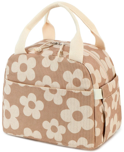 Bluboon Lunch Bag for Women Men Cute Corduroy Lunch Tote Bags Reusable Insulated Lunch Box Large Capacity Reusable Insulated Cooler for Work Picnic or Travel