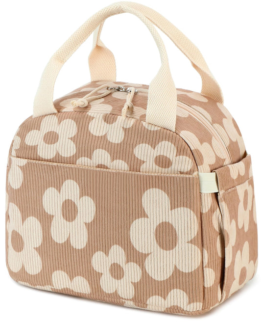 Bluboon Lunch Bag for Women Men Cute Corduroy Lunch Tote Bags Reusable Insulated Lunch Box Large Capacity Reusable Insulated Cooler for Work Picnic or Travel