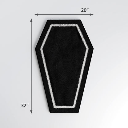 WITTIZA Coffin Bath Mat Halloween Rug - Black Gothic Home Decor for Bathroom Bedroom Kitchen Room Coffins Door Horror Gift Spooky Gifts Wednesday Addams
