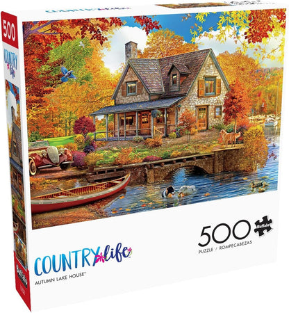 Buffalo Games - Angelo Bonito - Autumn Lake House - 500 Piece Jigsaw Puzzle for Adults -Challenging Puzzle Perfect for Game Nights - Finished Size is 21.25 x 15.00