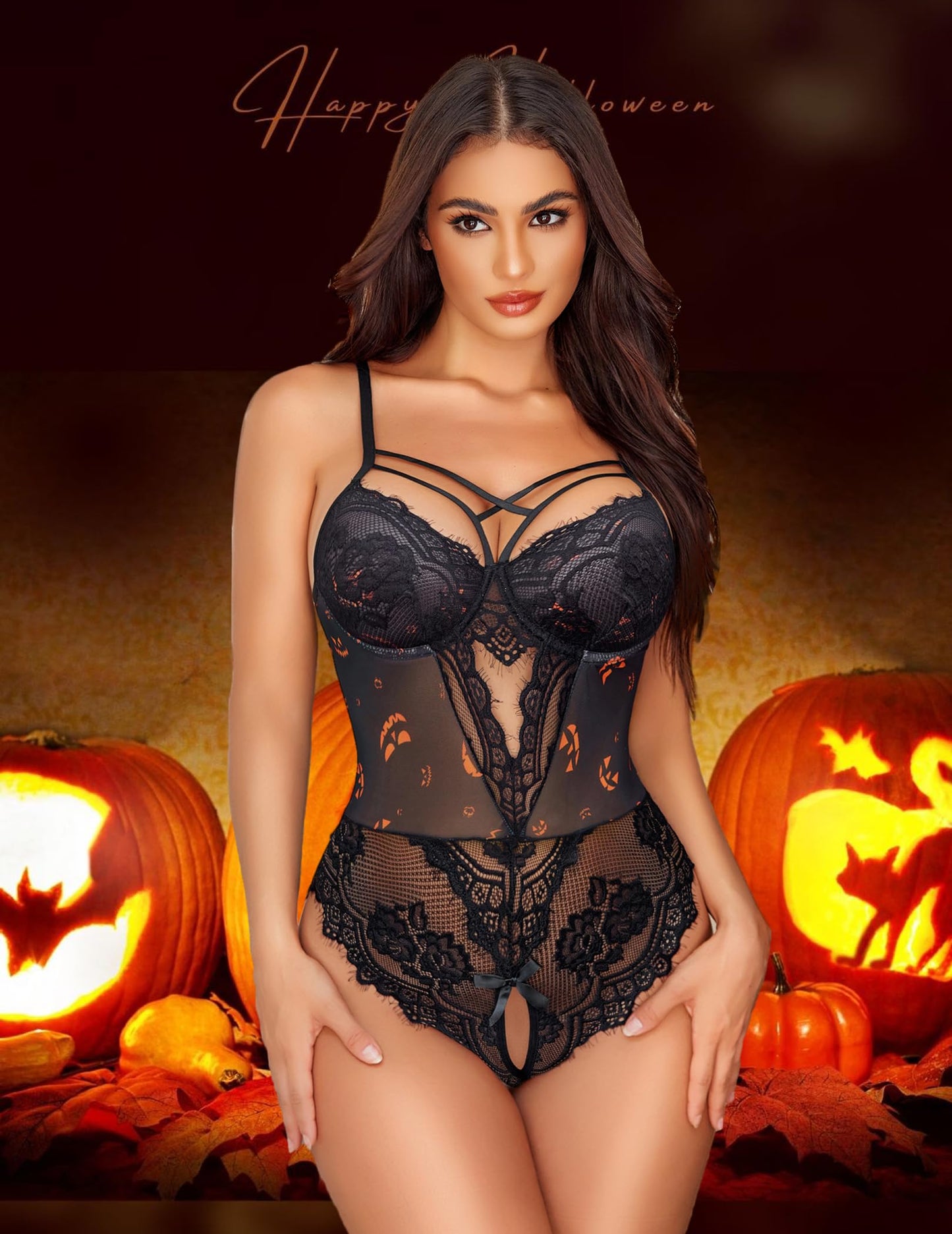 Avidlove Women's Halloween Lingerie - Naughty Outfits Babydoll Teddy Chemise Exotic Sheer Black