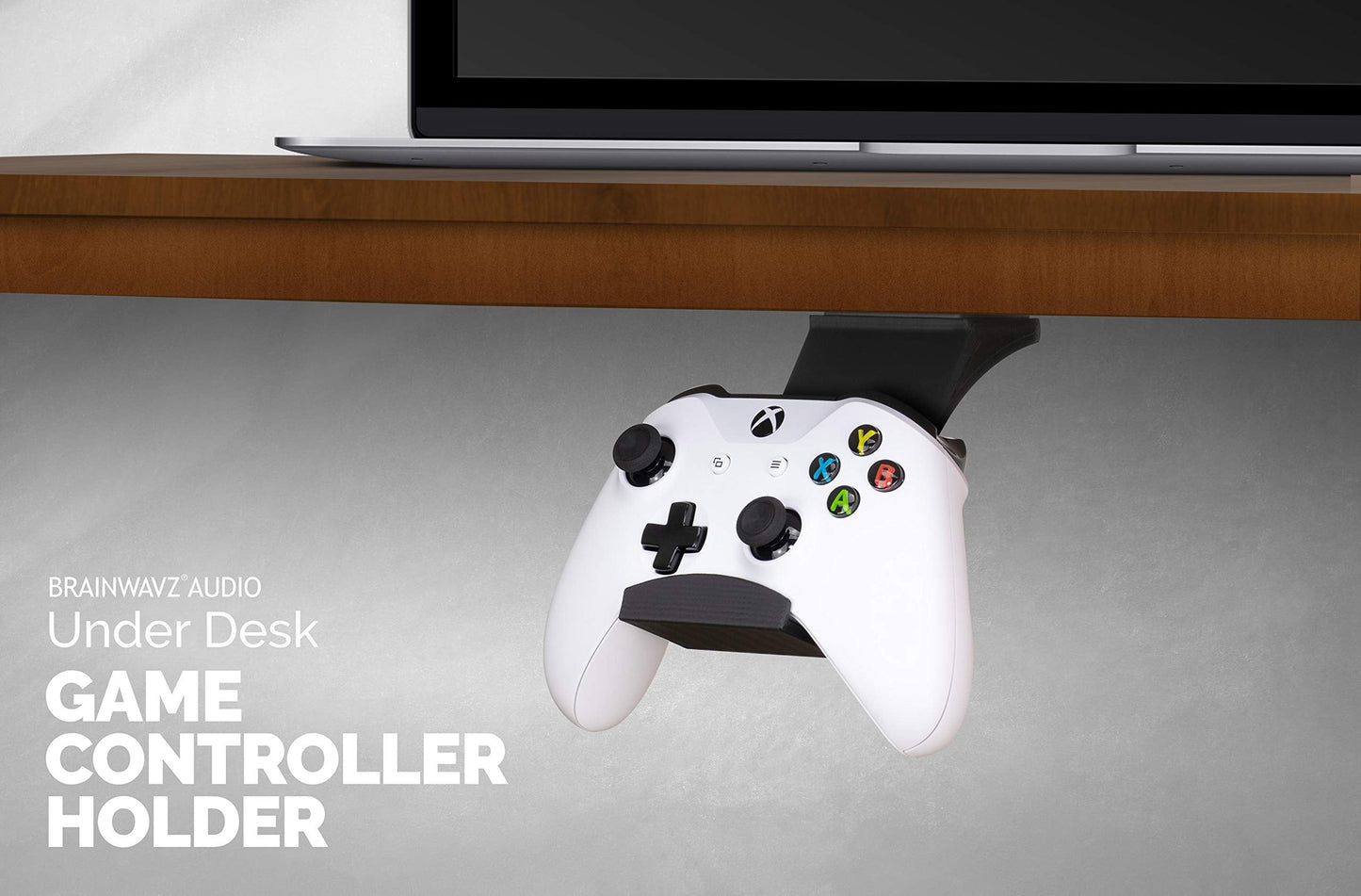 BRAINWAVZ Gamepad Under The Desk Mount Holder Hanger for XBOX One, Switch, PS4, PC, Steam, Steelseries & Most Game Controllers, No screws, VHB Tape (Black, Improved Adheasion Nov2019)