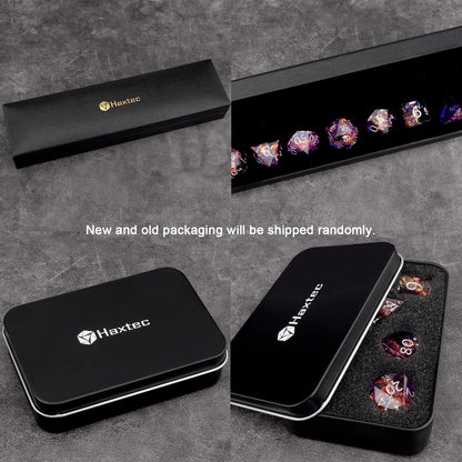 Haxtec DND Dice Set Sharp Edge Resin Dice with Dice Case Purple D&D Polyhedral Dice for TTRPGs Dungeons and Dragons DND Gift