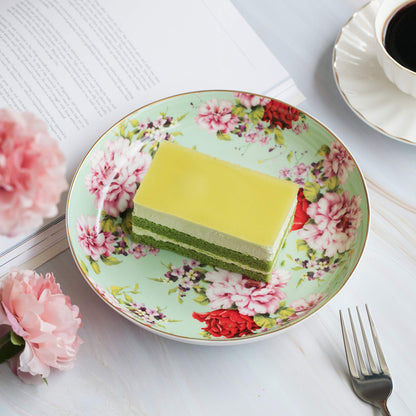 BTaT- Porcelain Floral Dessert Plates, 8 inch, Set of 6, Deep Plates, Porcelain Bone China, Appetizer Plates, Floral Plates, Salad Plates, Small Plates Set, Small Dishes