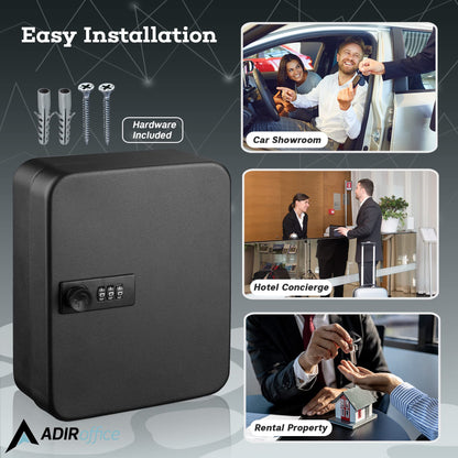 AdirOffice Steel Combination Lock Keys Cabinet Security Storage Box Organizer Holder Locked Key Box Wall Mount 30 Slots