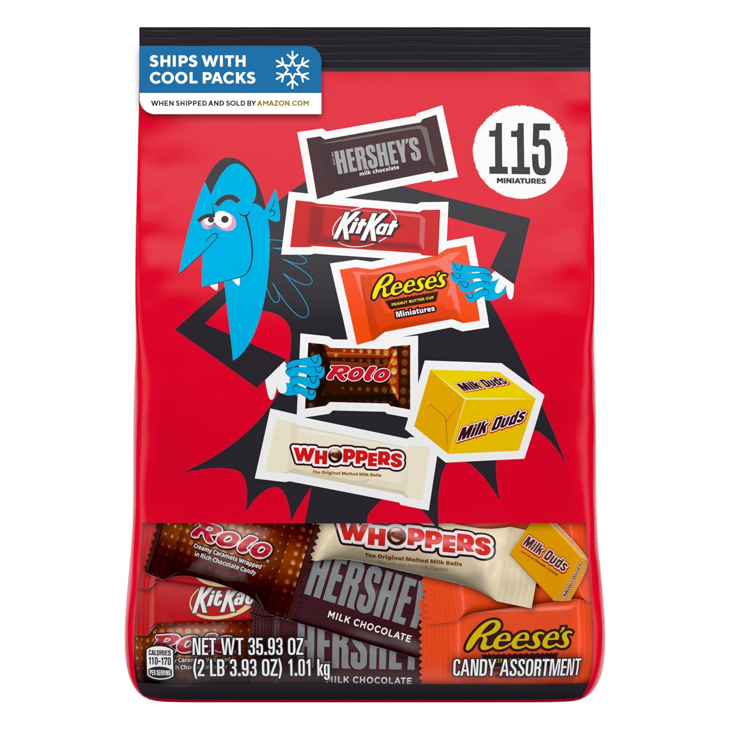 Hershey Miniatures Assorted Flavored, Halloween Candy Bulk Bag, 35.93 oz (115 Pieces)