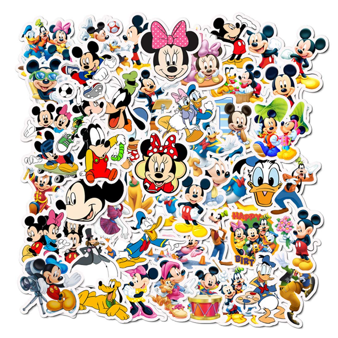 50Pcs Hot Disney Mickey Mouse Stickers for Water Bottle Cup Laptop Guitar Car Motorcycle Bike Skateboard Luggage Box Vinyl Waterproof Graffiti Patches JHSL