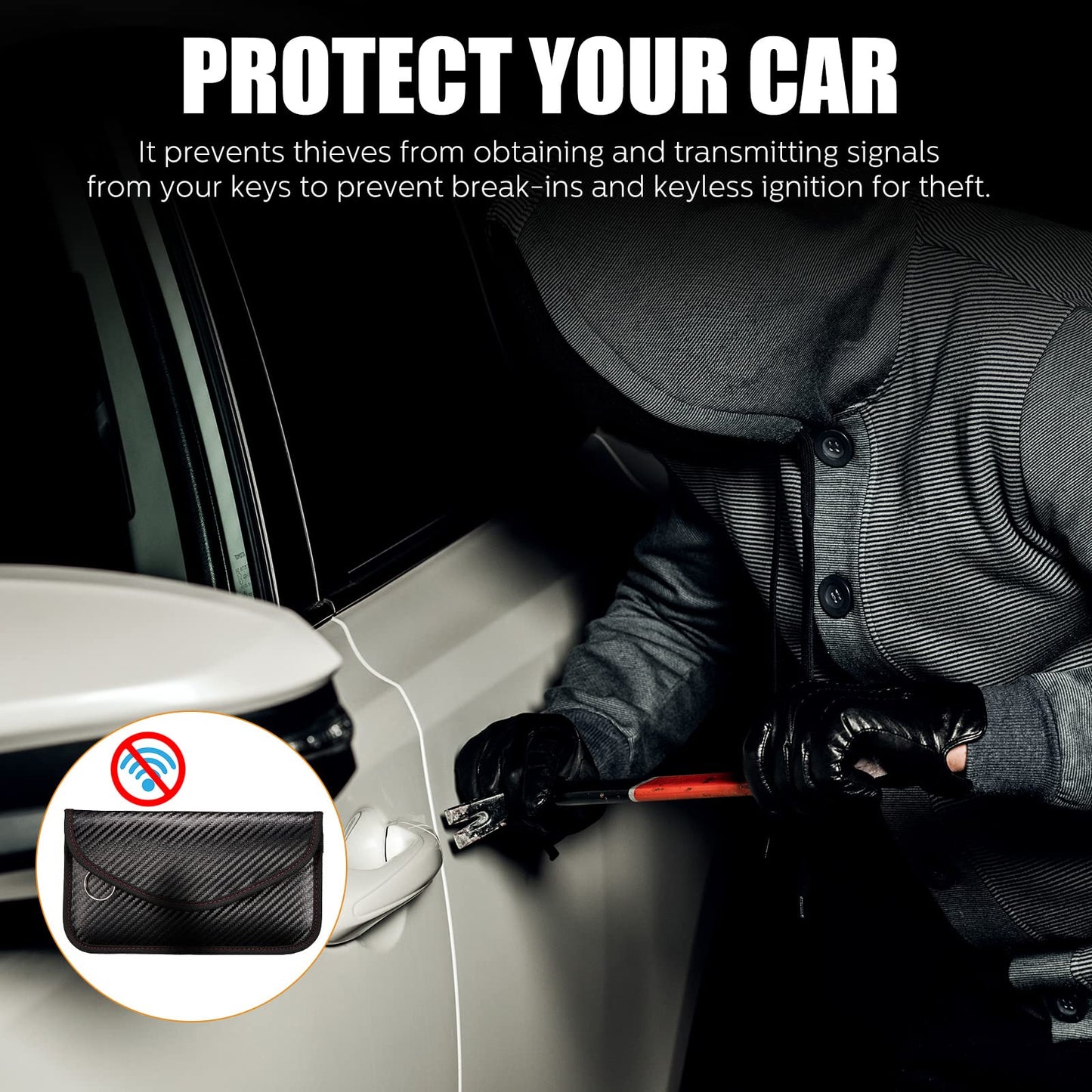 4 Pieces Faraday Bags Phone for Key Fob Protector Car RFID Signal Blocking GPS Anti-tracking Faraday Pouch Shielding Wallets for Cell Phone Privacy Card Protection(Carbon Fiber)