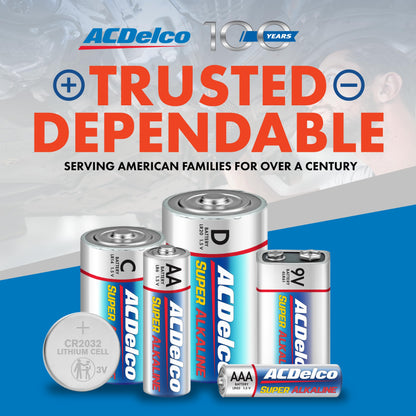 ACDelco 24-Count 9V Batteries, Maximum Power Super Alkaline Battery for Home and Office, 7-Year Shelf Life, Reclosable Packaging
