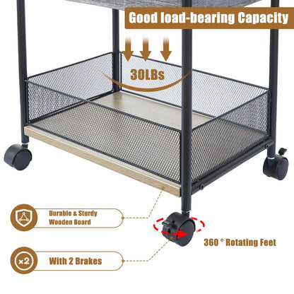 3-Tier Baby Diaper Caddy Organizer and Storage Cart with 4+2 Dividers, Mobile Metal Utility Cart with Rolling Wheels for Nursery Essentials, Large Capacity Rolling Carts for Crib, Bedroom, Bathroom