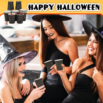 ATFUNSHOP Halloween Disposable Cups 30PCS Spiders Web Party Paper Cups 9OZ