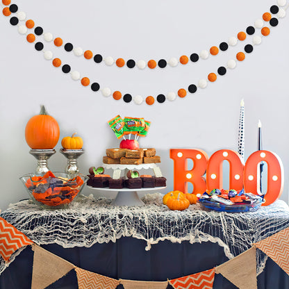 60 Balls Halloween Felt Ball Garlands - Halloween Decorations - Black Orange White Pom Pom Garlands for Home Tree Festive Indoor Outdoor Home Office Hanging Decor - 25mm