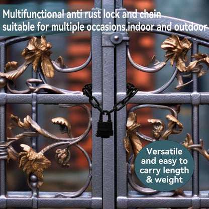 Heavy Duty Weather-Resistant Padlock with Chain, Anti-Theft Advanced Hardened Security Chain Lock for Fences, Backyard Gates, Motorcycles, Bicycles, Outdoor Furniture (Lock+Chain)