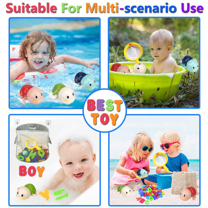 Bath Toys for Kids Ages 1-3 - Baby Water Table Pool Toys For Toddlers Mold Free Wind-Up Turtle Toy Bathtub Shower Toy for Infants Babies 6-12-18 Months 1 2 3 4 Year Old Girls Boys Birthday gifts