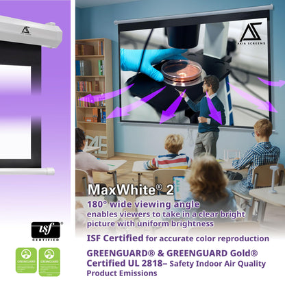 Akia Screens 100 inch Projector Screen Pull Down Manual B 4:3 or 92" 16:9, 95" 16:10 8K 4K HD 3D Ceiling Wall Mount White Portable Projection Screen for Indoor Movie Home Theater Office AK-M100V1