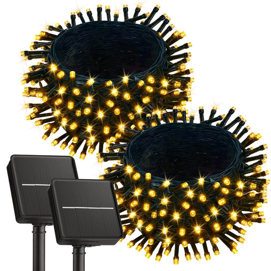 Brightown 2 Pack Solar String Lights for Outside, 92Ft 240 LED Solar Lights Outdoor Waterproof with 8 Modes, Solar Outdoor String Light for Patio Yard Tree Garden Party Decorations, Warm White
