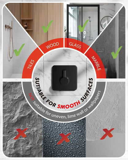 Adhesive Hooks Heavy Duty 30lb(Max) Wall Hooks, 5 Pack Self Adhesive Damage Free Towel Rack, Stainless Steel for Coat Robe, Waterproof Oilproof Rustproof for Bathroom Shower Kitchen Office