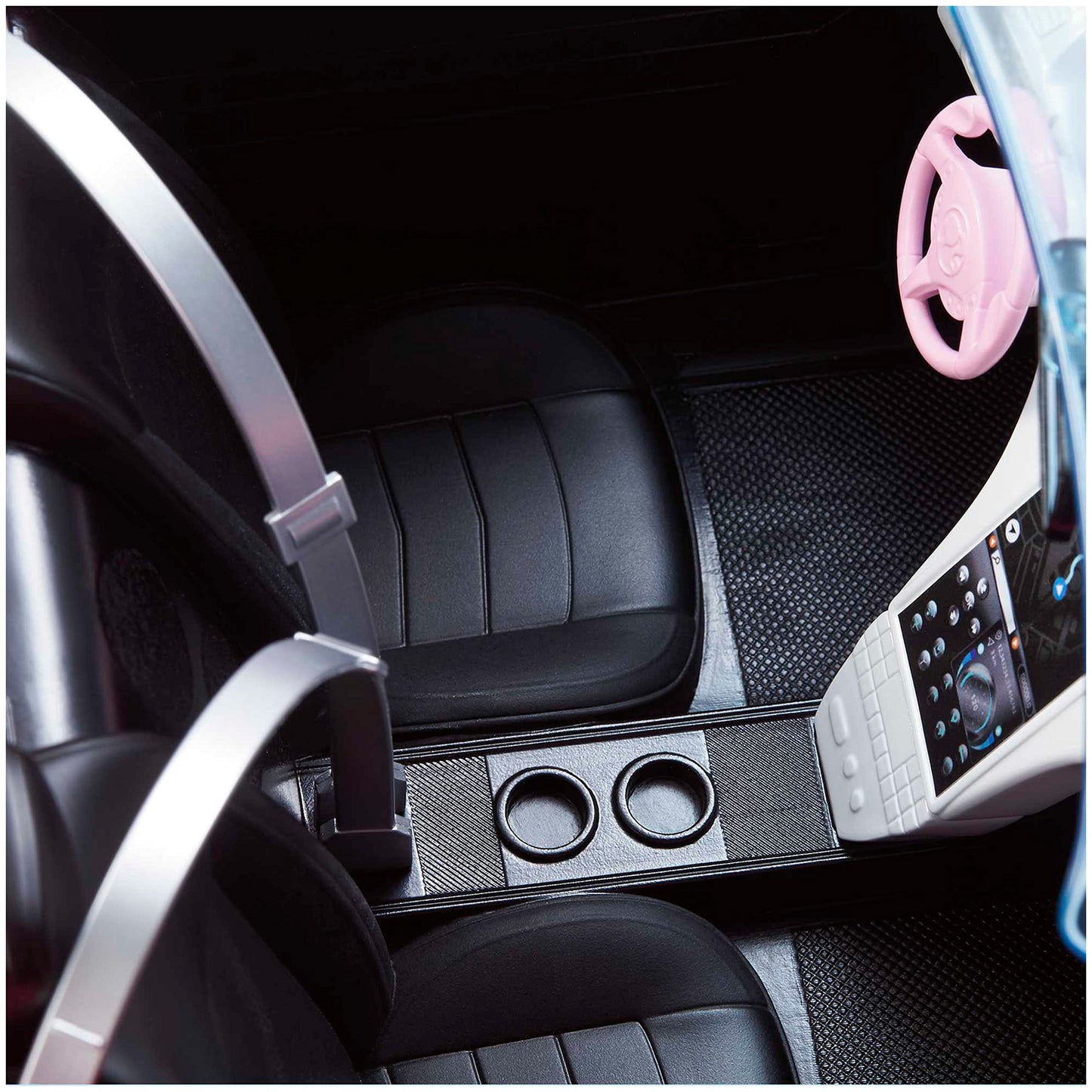 Barbie Toy Car, Bright Pink Doll-Sized Convertible with 2 Seats, Seatbelts & Rolling Wheels, Realistic Details