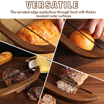 Bread Knife for Homemade Bread,Sourdough bread knife,15.7" Bread slicer for Homemade Bread, Baguettes and More Cuts Thin,Bow Design Easy to Cutting Even Slices