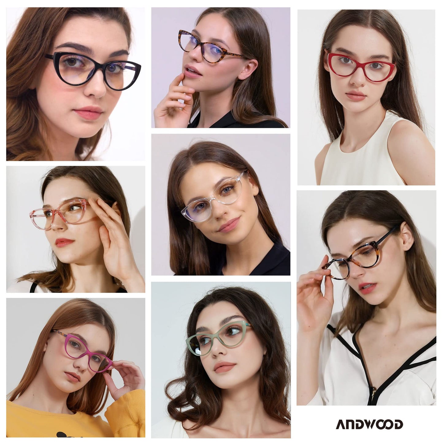 ANDWOOD Blue Light Blocking Glasses Women Bluelight Blocker Computer Cateye Clear Cat Eye Eyeglasses Frame Pattern