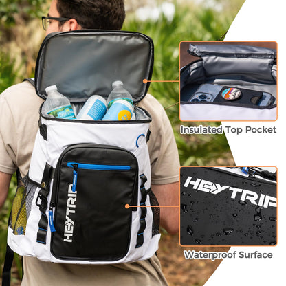 Heytrip Cooler Backpack 36 Cans Insulated Cooler Bag, Keep Freeze for 20 Hours, Waterproof & Leak-Proof Cooler with Multi-Compartments(White)