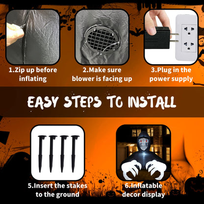 Buheco Inflatable Halloween Decorations Outside Grim Reaper 6FT Giant Scary Blow Up Skeleton Spooky Ghost Outdoor Yard Decor Inflatables Built in LED Lights for Indoor and Lawn Garden Party Holiday