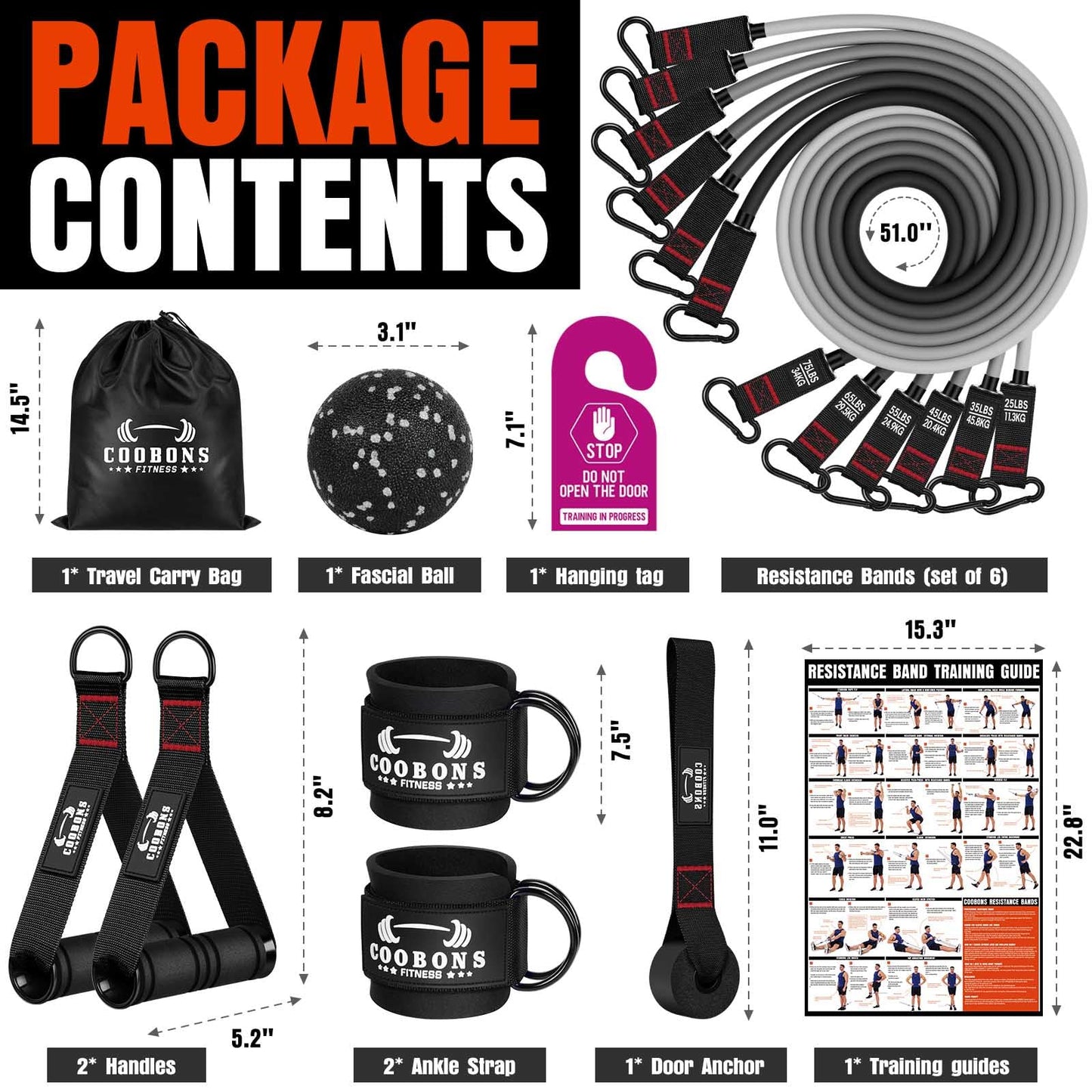 Heavy Resistance Bands for Working Out, 300LBS Exercise Bands with Handles, Workout Bands for Men, Weight Fitness Bands Set for Muscle Training, Strength, Slim, Yoga, Home Gym Equipment