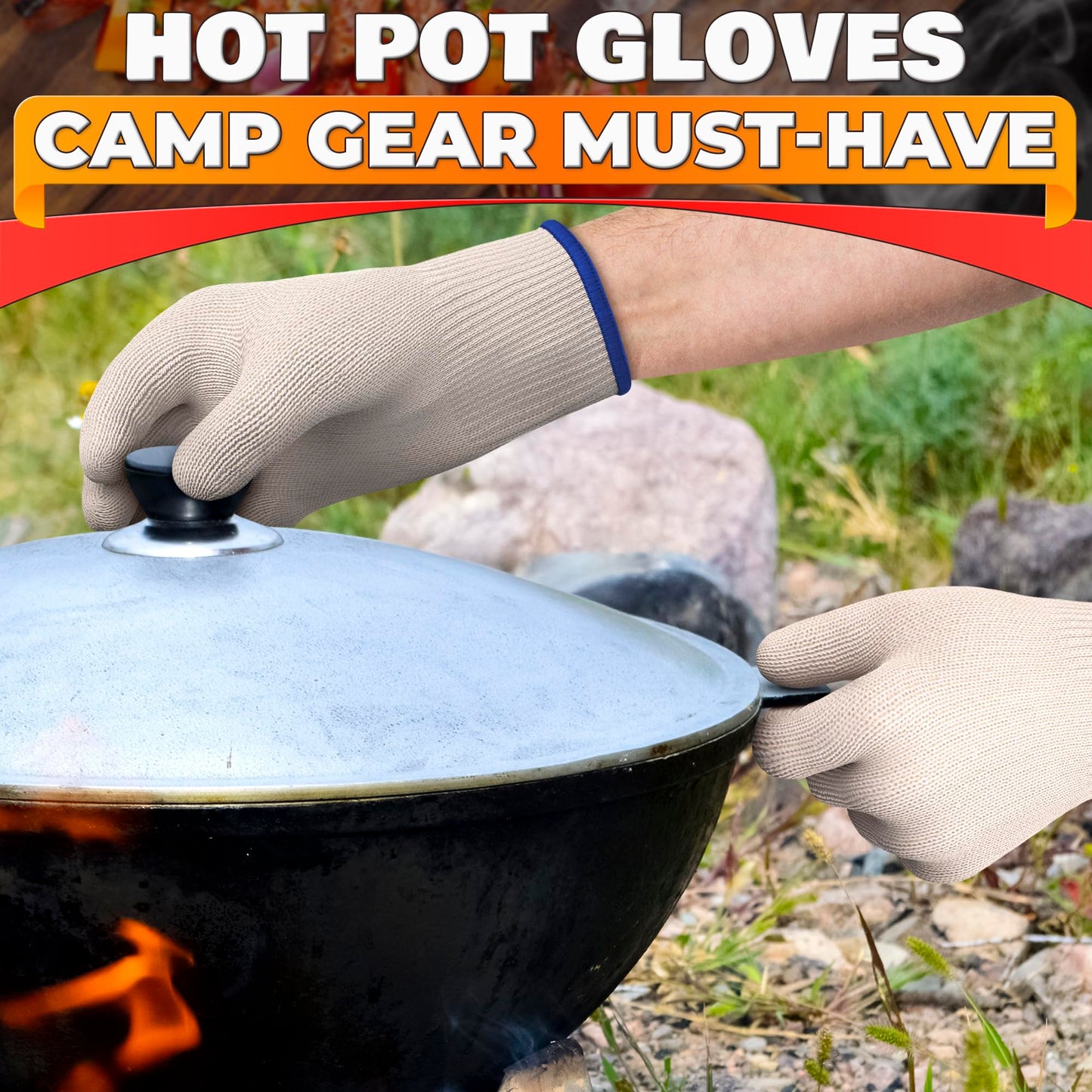Heat-Resistant Cooking Gloves for Indoor and Outdoor Use - Gloves for Cooking, Baking, Pot-Holding, Smoker Grill Handling, and So On – Kitchen Gloves with 896 Degree Resistance, White, 10215