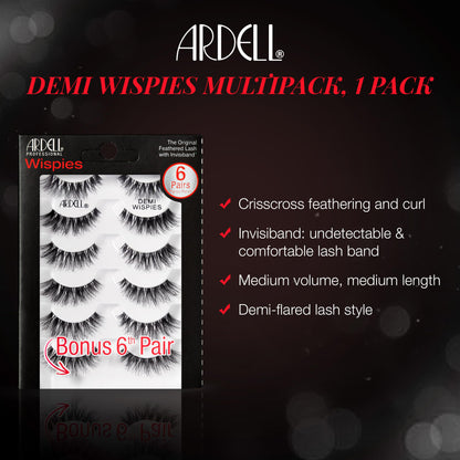 Ardell False Eyelashes Demi Wispies Black, 1 pack (6 pairs per pack)