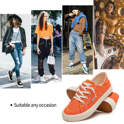 hash bubbie Women's Slip on Shoes Canvas Shoes Non Slip Fashion Canvas Sneakers for Women Low Top Loafers(Orange.US7)