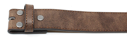 BC Belts Leather Belt Strap with Vintage Distressed Texture 1.5" Wide with Snaps (Dark Brown-XL)