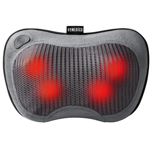 Homedics Cordless Shiatsu All-Body Massage Pillow with Soothing Heat, Reverse Function, Rechargeable Battery, and Integrated Controls –Lightweight